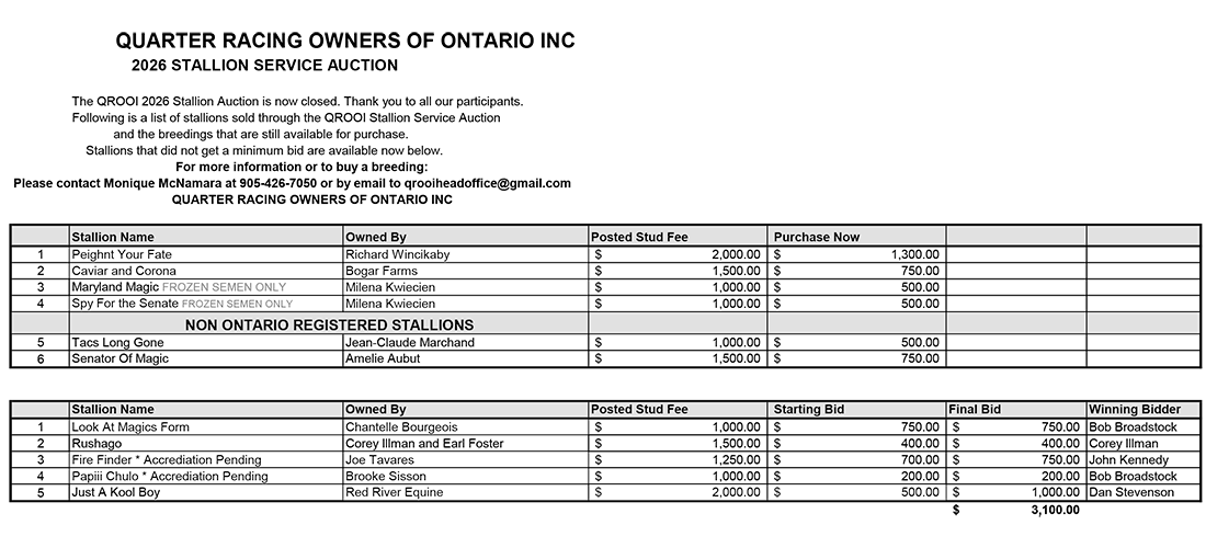 Final Stallion Auction 